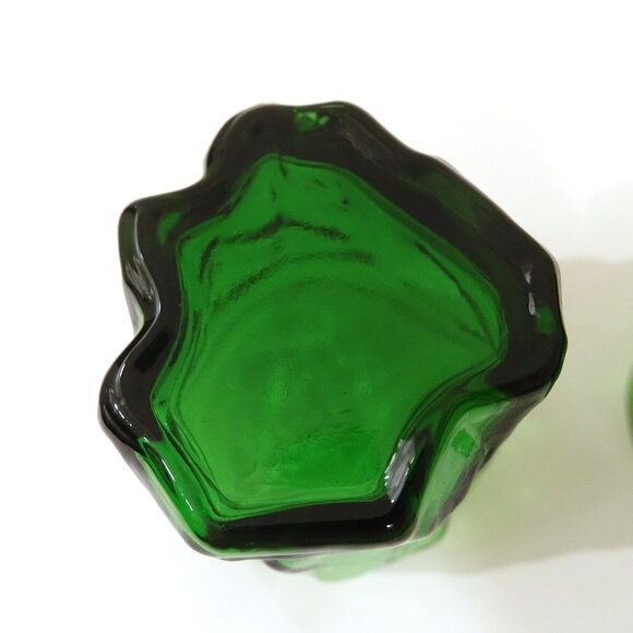 Vintage Forest Green Crinkle Lowball Drinking Glasses - Picture 6 of 8